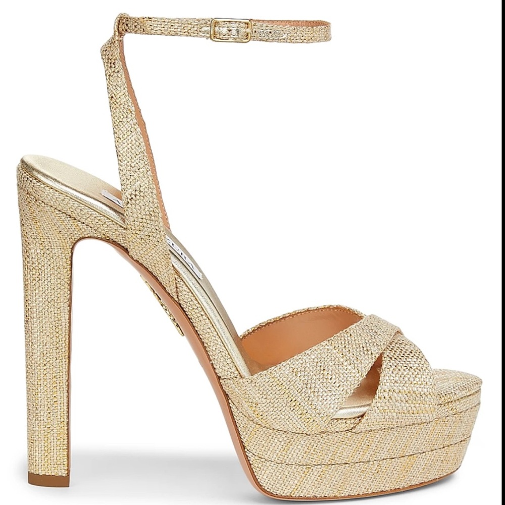 Aquazzura Divine 130mm Gold Platform Sandals